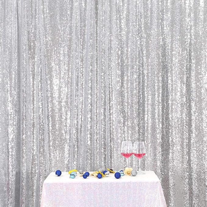 Eternal Beauty Silver Sequin Backdrop, 20x10 Ft Glitter Background Curtains for Shimmer Photography Party Wedding Birthday Back Drop Decor