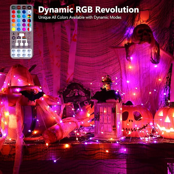 Indoor String Lights, 2 Pack 66ft 200 LED Color Changing Fairy Lights