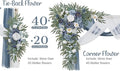 Artificial Flowers Wedding Arch Kit, Dusty Blue Silk Roses with Sheer Drapes