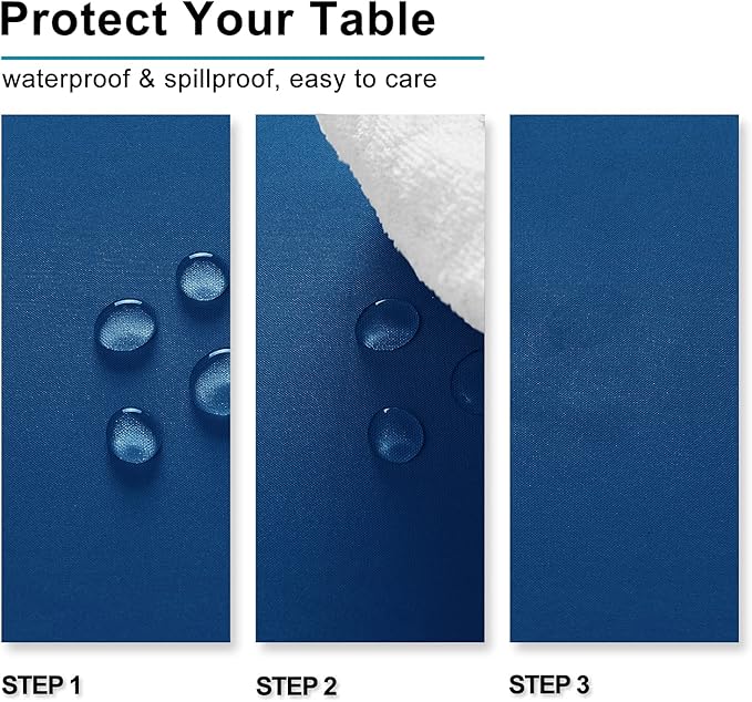 Hiasan 2 Pieces Royal Blue Tablecloth Square - Waterproof and Washable Fabric Table Cloth for Card Tables, 40 x 40 Inch