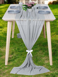 MDS Halloween Chiffon Table Runner - 5 Pack, 29 x 170 Inches, 14ft Each - Sheer Spooky Table Runners for Haunted House Parties, Trick-or-Treat Tables, Witchy Décor, Wedding & Events - Gray