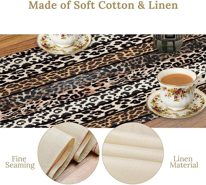 Cow Patchwork Print Table Runner, Country Farm Animal Fur Skin Farm Safari Wildlife Pattern Table Runner for Dinner Dinning Home Kitchen Living Room Party Holidays Setting, 13x70 Inch