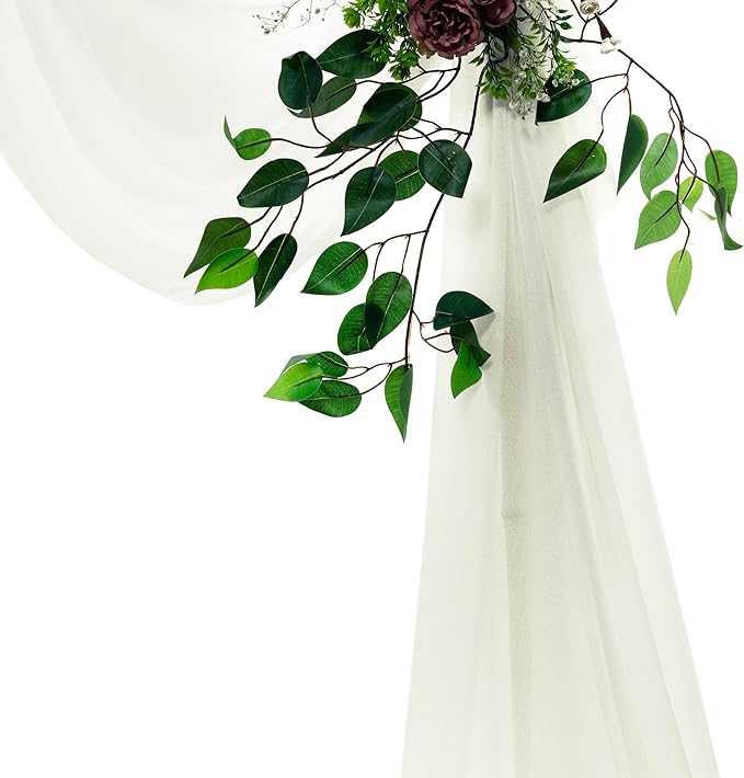 Backdrop Sheer Chiffon Drape Fabric, Ivory Glitter, 30 In x 40 Ft