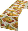 Autumn Table Runner,Seasonal Pumpkins Thanksgiving Kitchen Dining Table Decoration for Home Party Decor 13x36 Inch