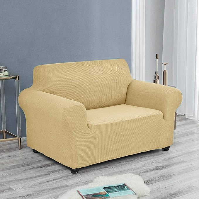Sofa Slipcover Champagne Stretch Armchair Cover, Polyester-Spandex Blend