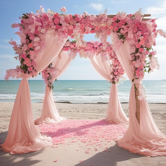 Wokceer Wedding Arch Draping Fabric 6 Panels 28.7" x 20FT Blush Drapes Sheer Fabric Backdrop Arch Draping Fabric for Wedding Ceremony Birthday Party Bridal Shower Decoration