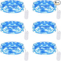 Lakumu 6 Pack Fairy Lights Battery Operated -7FT 20LED String Lights Silver Wire Firefly Starry Lights for DIY Christmas Decorations Mason Jar Wedding Party Centerpiece Table Decor, Blue