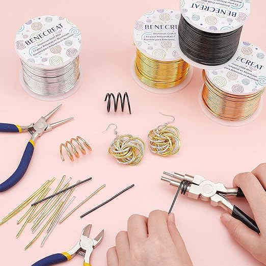 BENECREAT 12 17 18 Gauge Aluminum Wire - 100FT Gold Anodized Jewelry Craft Wire for Air Plant Gardening, Model Making
