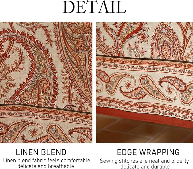 Tablecloth, Rectangular Floral, 55x87 Inch Linen-Polyester Blend
