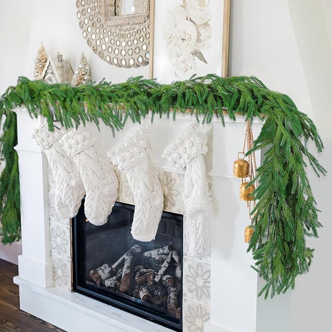 Garlands for Holiday Decor, Green Norfolk Pine Style, 2 x 9 Ft