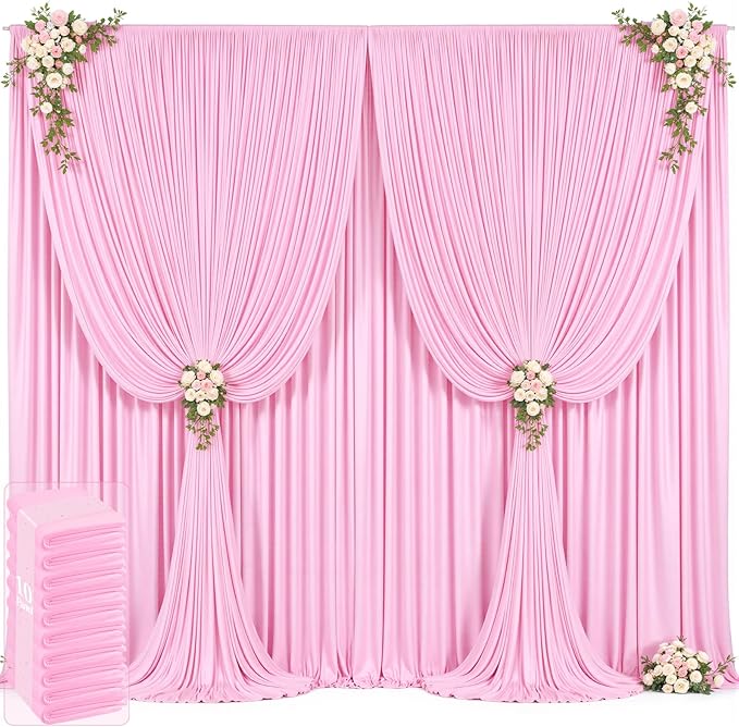 Backdrop Curtain Set, Light Pink, 10 Panels 5 ft x 12 ft