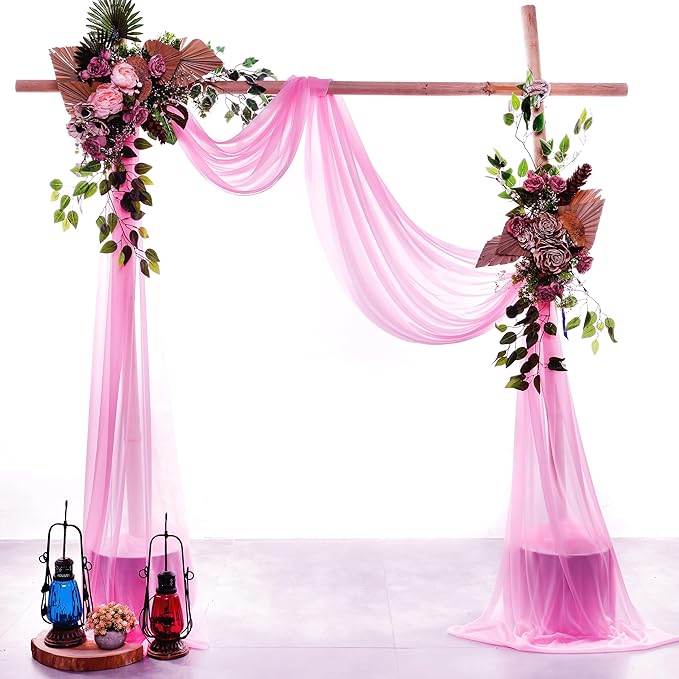 Fabric Bubblegum Pink Sheer Chiffon, 4 Panels 30 in x 20 ft Each