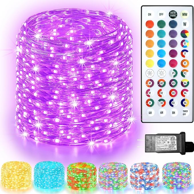 Indoor String Lights, 66ft 200 LED Color Changing with Remote