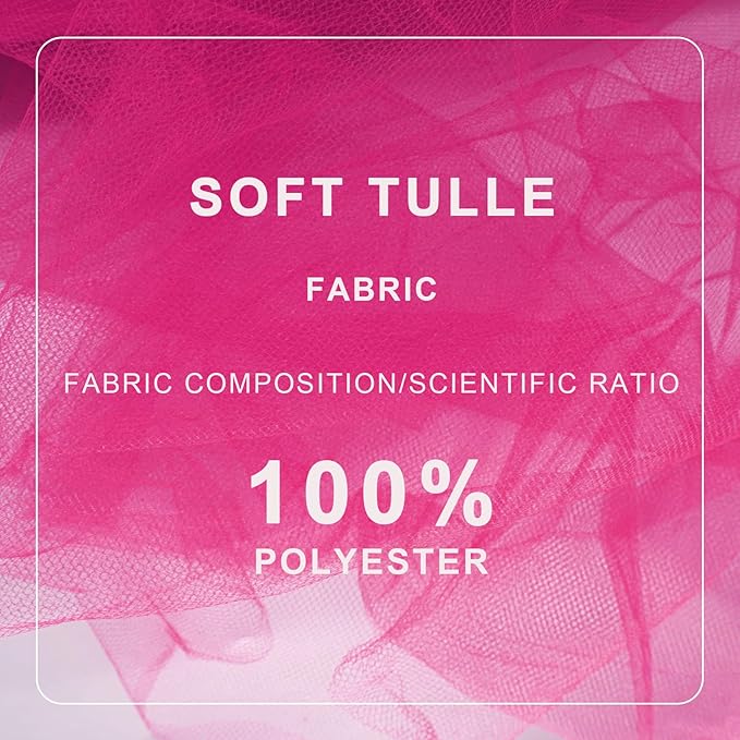 Fuchsia Tulle Fabric Roll Spool Bolt (54 Inch by 40 Yards) Large Tulle Wedding Party Decoration, Tutu Skirt, Table Runner, Gift Wrapping, Bridal Shower, Soft & Drape (Fuchsia)