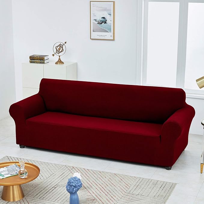 Sofa Slipcover, Red Dahlia Stretch Fit with Waterproof Finish