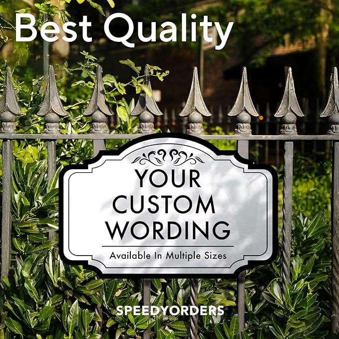Custom Decorative Outdoor Metal Sign - Personalized Aluminum Driveway Sign, Waterproof, Made In USA - Design 2 Metallic Silver 10x7 In
