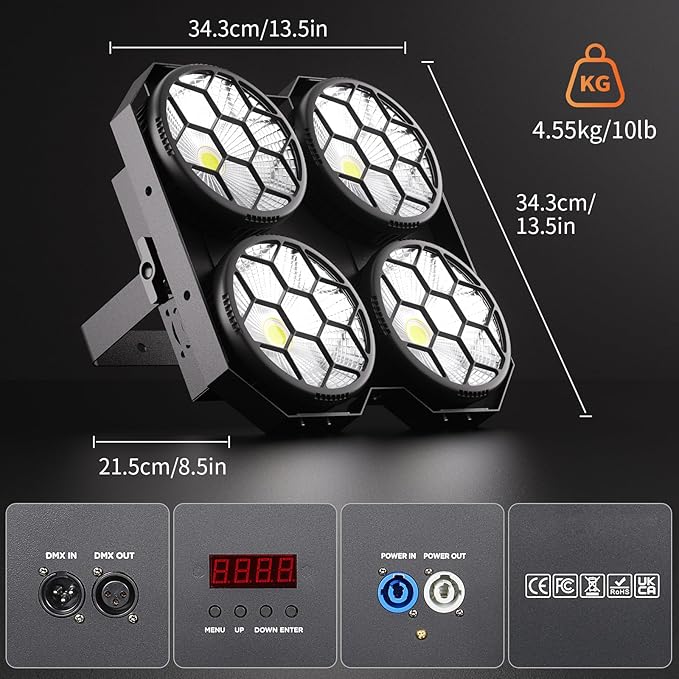 Stage Lights, 4X100W COB Spotlight LED Par Can Retro Lights, 2 in 1 Cool White & Warm White DMX512 Sound Activated Blinder Uplights for Events Parties Wedding Church Concert Studio Show Dance - 6Packs