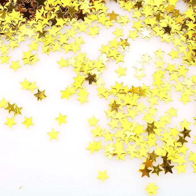 Tegg Star Confetti 30 Grams 6mm Gold and Silver Stars Sequin Metallic Foil Confettis Sprinkles for Wedding Anniversary Birthday Party Table Decoration