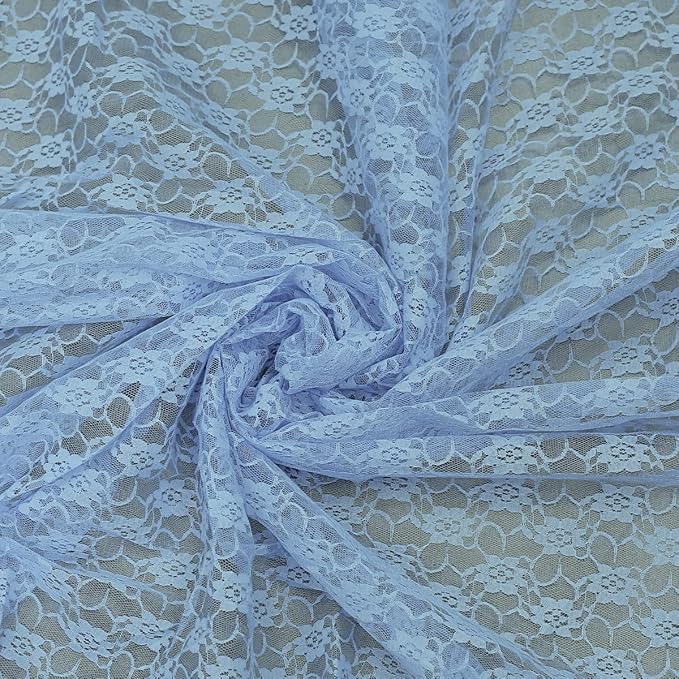 MDS Pack of 10 Wedding 12 x 108 inches Lace Table Runner for Wedding, Decorations for Birthday Parties, Banquets, Graduations, Engagements, and Runners fit Rectangle, Round Table- Baby Blue