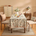Floral Square Tablecloth 67 x 67 Inch, Linen-Polyester Blend