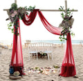 MDS Halloween Chiffon Draping Fabric - 2 Panel, 30" Wide x 50ft Long - Sheer Spooky Arbor & Canopy Drapery for Haunted House Backdrops, Party Ceilings, DIY Costumes & Themed Events - Apple Red
