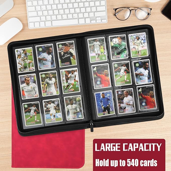 9 Pocket Card Binder,540 Pocket Trading Card Binders,Loading Pocket Collectible Card Album for MTG, TCG, Sport Card, Game Cards Red