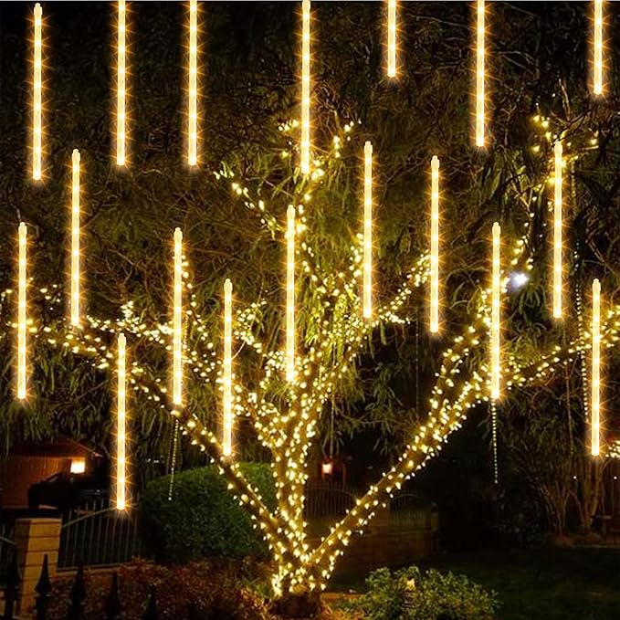 String Lights with 48 Falling Rain Tubes, Warm White LED, Outdoor