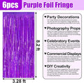 6 Pack Purple Foil Fringe Curtain Backdrop, 3.28Ft x 8.2Ft Metallic Tinsel Foil Fringe Streamer Curtains for Photo Booth, Birthday, Wedding, New Year Party Decorations