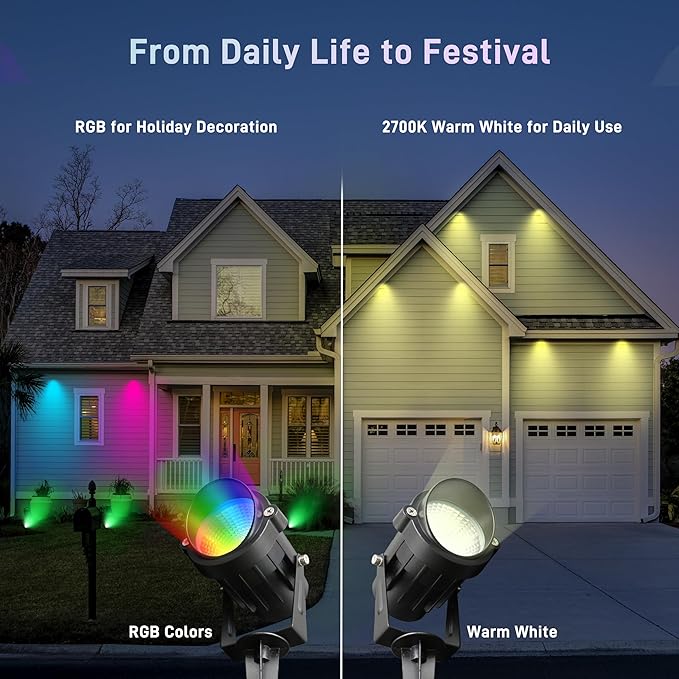 Spotlights, 6-Pack, 12W RGBW LED Landscape Lights with Remote Control