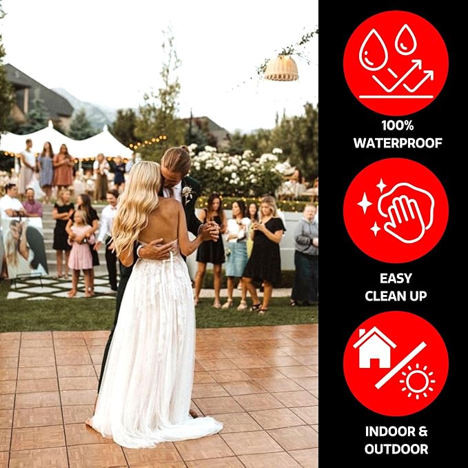 Big Floors 3X3OAKFLOOR Interlocking Lightweight Plastic Modular Dance Floor Kit (3' x 3'), Oak, 21 Piece
