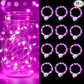 pozzolanas 12 Pack Pink Battery Operated String Lights - 7ft Waterproof Fairy Lights with 20 LEDs for Home, Mason Jar, Party, Wedding, Halloween, Christmas Decorations