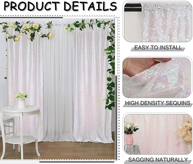 Backdrop Curtain: Iridescent Sequin, 10 x 10 Ft, Single Panel