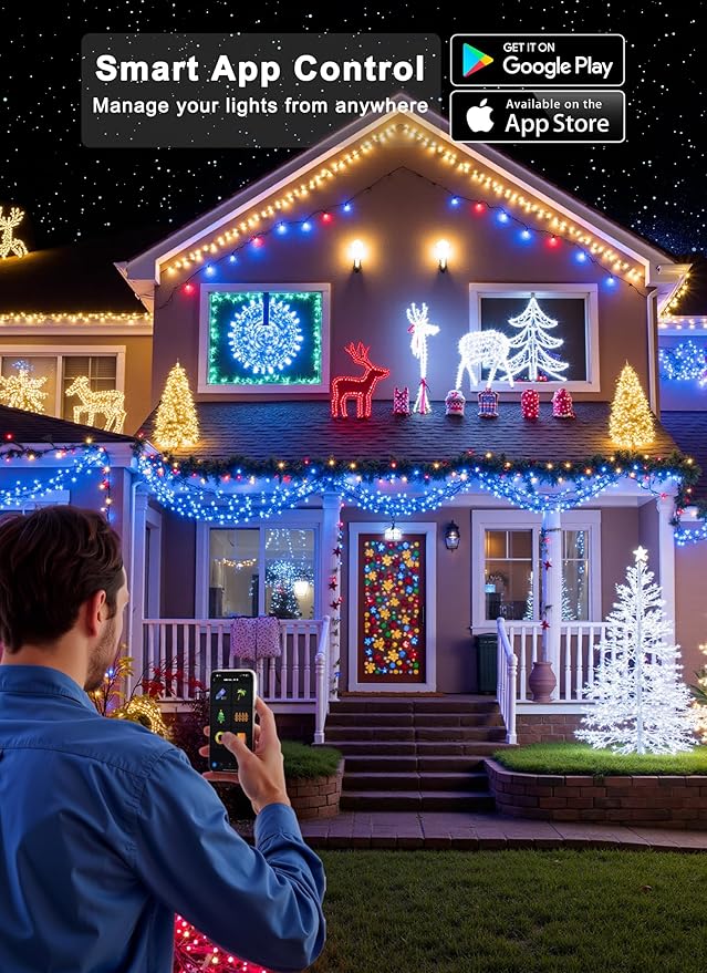 Indoor String Lights 198 FT 600 LED Color Changing with App and Remote