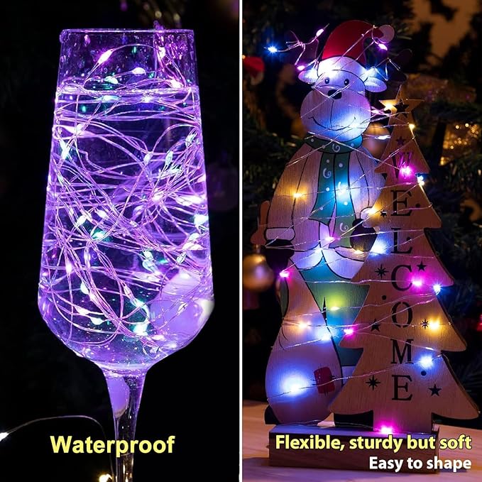 HXWEIYE 6 Pack Multicolor Fairy Lights Battery Operated, 7ft 20LED Mini Fairy String Lights Mason Jar Lights, Waterproof Firefly Starry Lights for DIY Wedding Party Bedroom Patio Christmas Décor