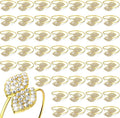 Hotop 100 Pcs Napkin Rings Gold Table Decorations, Elegant Bling Leaves Napkin Rings, Rhinestone Guest Towels Buckle for Wedding Gold Party, Thanksgiving Christmas Dinner Banquet Table Decoration