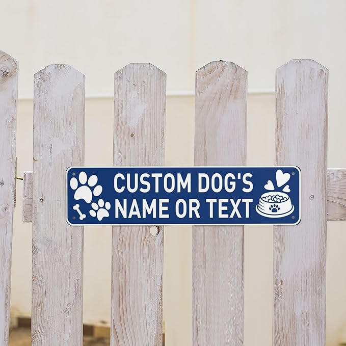 Custom Vintage Metal Sign Personalized Pet's Home Sign with Pet Name Paw Print Text Logo Rust Free Fade Resistant Home Outdoor Wall Signs