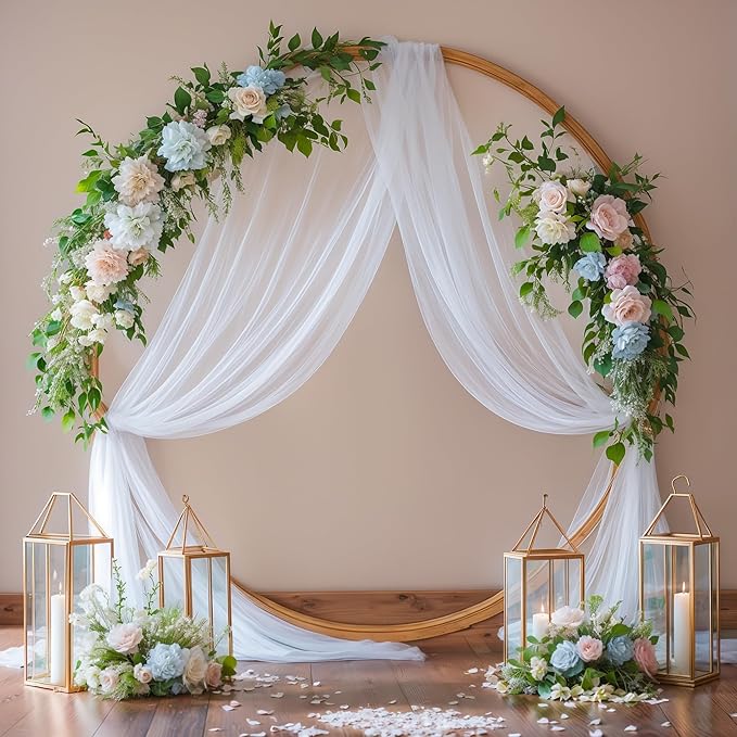 2 Panels Wedding Arch Draping Fabric White Sheer Backdrop Curtain Arch Drape for Wedding Ceremony Reception,Bridal Shower Party Decorations 28" X 19ft