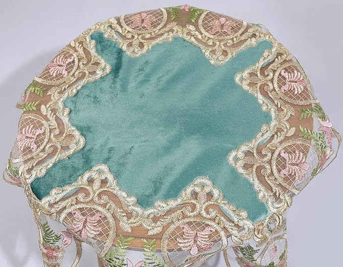 vctops Damask Lace Patchwork Tablecloth Luxury Square Small Table Cover Elegant Floral Embroidered Lace Table Cloth for Party Kitchen Dinning Picnic Decoration (Type N,32"x32")