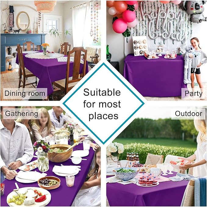 Hiasan Royal Purple Tablecloth for Rectangle Tables - Waterproof and Spillproof Washable Fabric Table Cloth for Dining Room Kitchen Party, 60 x 84 Inch