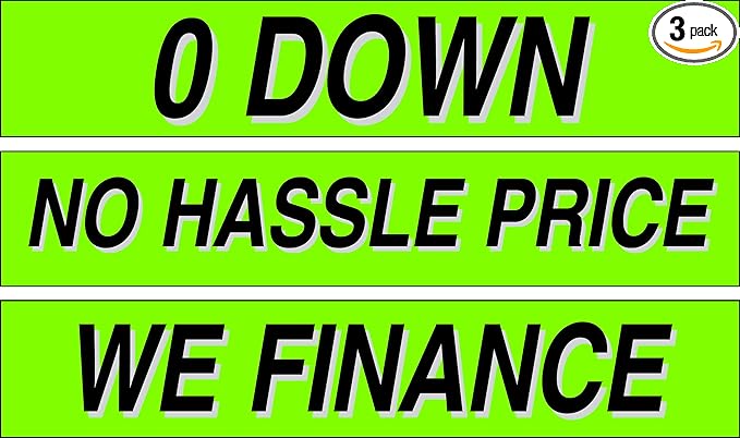 Ez-line Vinyl Windshield Stickers 3 Dozen 15 Inch Chartreuse Slogan Dealership Pro Pack for Car Lots (EZ115-Pack1)
