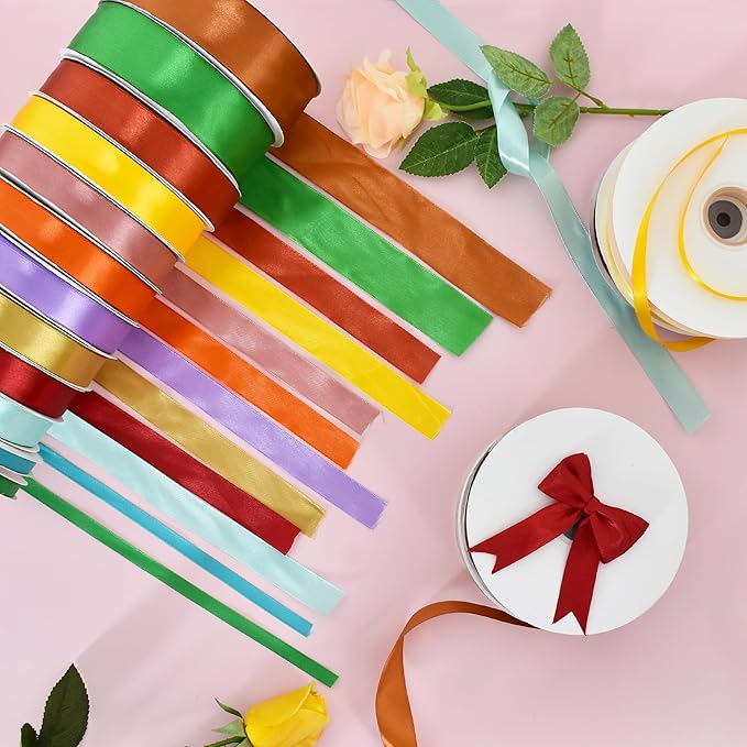 TONIFUL 1 Inch x 100yds Copper Brown Satin Ribbon, Thin Solid Color Satin Ribbon for Gift Wrapping, Crafts, Hair Bows Making, Wedding Party Decoration, Invitation Cards, Floral Bouquets, Christmas