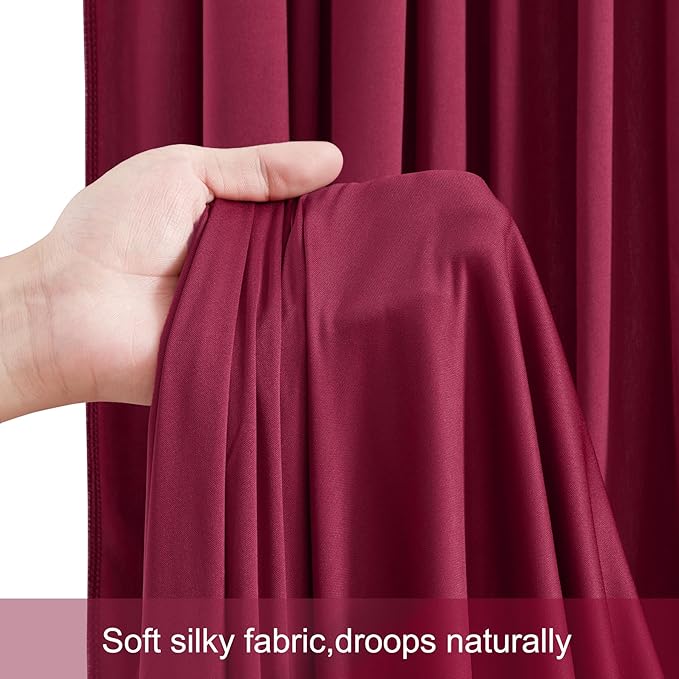 Burgundy Backdrop Curtains, 10 Panels, Wrinkle-Free Soft Fabric