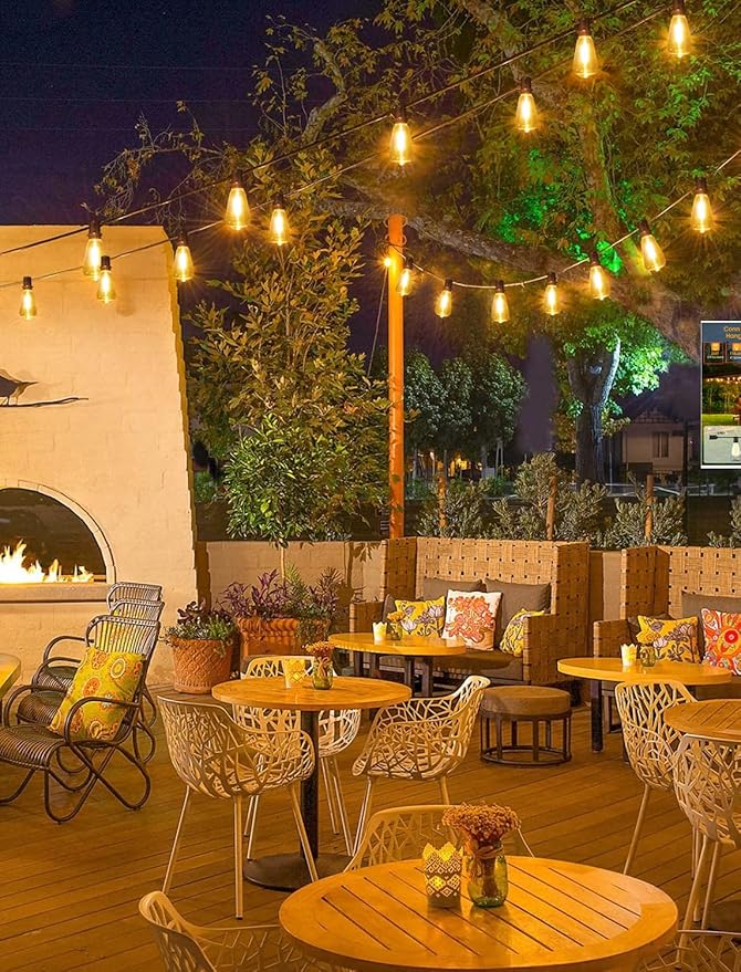 LED String Lights for Patio, 2 x 25FT Black Shatterproof IP65 Strands
