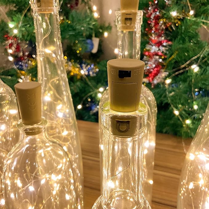 30 Pack Wine Bottle Lights with Cork, 20 LEDs, 6.6 Ft, Fairy Mini String Lights for DIY Jar Halloween, Christmas, Party Decoration, Wedding Listing (30 Pack, Warm White)