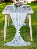 MDS Halloween Chiffon Table Runner - 5 Pack, 29 x 170 Inches, 14ft Each - Sheer Spooky Table Runners for Haunted House Parties, Trick-or-Treat Tables, Witchy Décor, Wedding & Events - Baby Blue