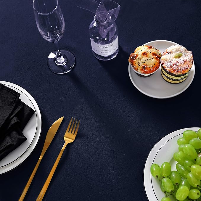 120 inch Round Tablecloth Washable Polyester Table Cloth Decorative Table Cover for Wedding Party Dining Banquet（120 inch,Navy）