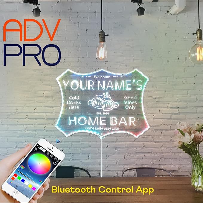 ADVPRO Personalized Your Name Home Bar RGB Dynamic Glam LED Sign - Cut-to-Edge Shape - Smart 3D Decoration - Multicolor Signage st06s64-fnd-p11d-tm-c