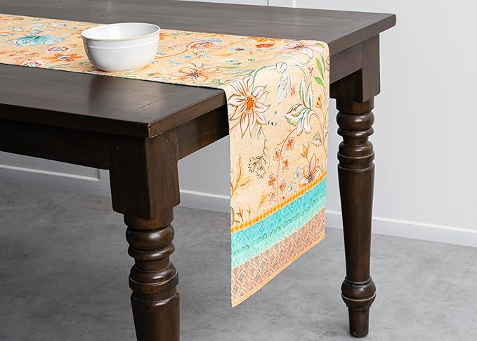 Maison d' Hermine Table Runner 100% Cotton Double Layer Table Runners 108 inches Long Decorative for Home Kitchen Dining Party Wedding Bridal Shower Spring Summer (Luxury Loft – Peach, 14.50" x 108")