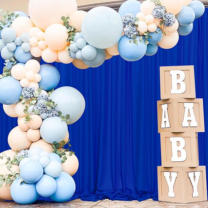 MEETSKY Royal Blue Backdrop Curtains for Parties Blue Curtains Photography Backdrop Drapes for Wedding Birthday Party Baby Showers Rod Pocket Home Sliding Door Decoration, 5ft x 7ft, 2 Panels