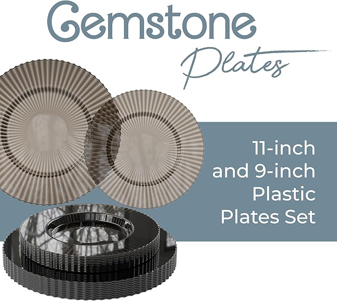 Disposable Plastic Party Plates, 80 Count with 9 and 11 Inch Sizes